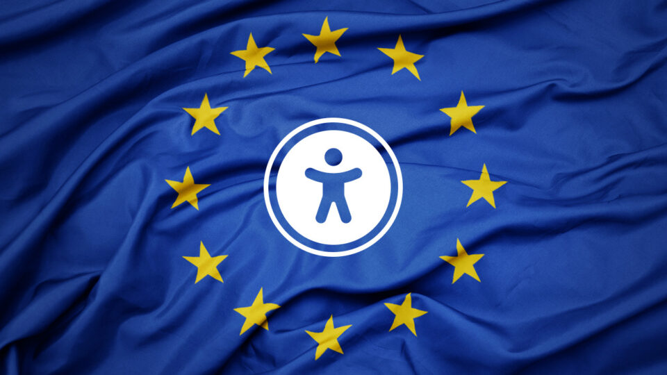 Vlag die symbool staat voor de Europese regelgeving omtrent digitale toegankelijkheid, European Accessibility Act, EAA