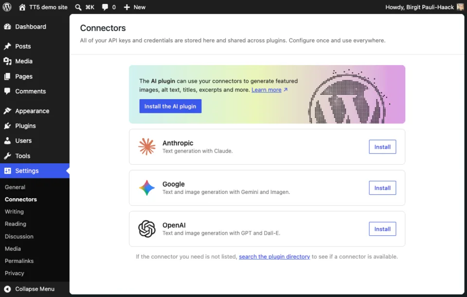 ai connectors wordpress 7