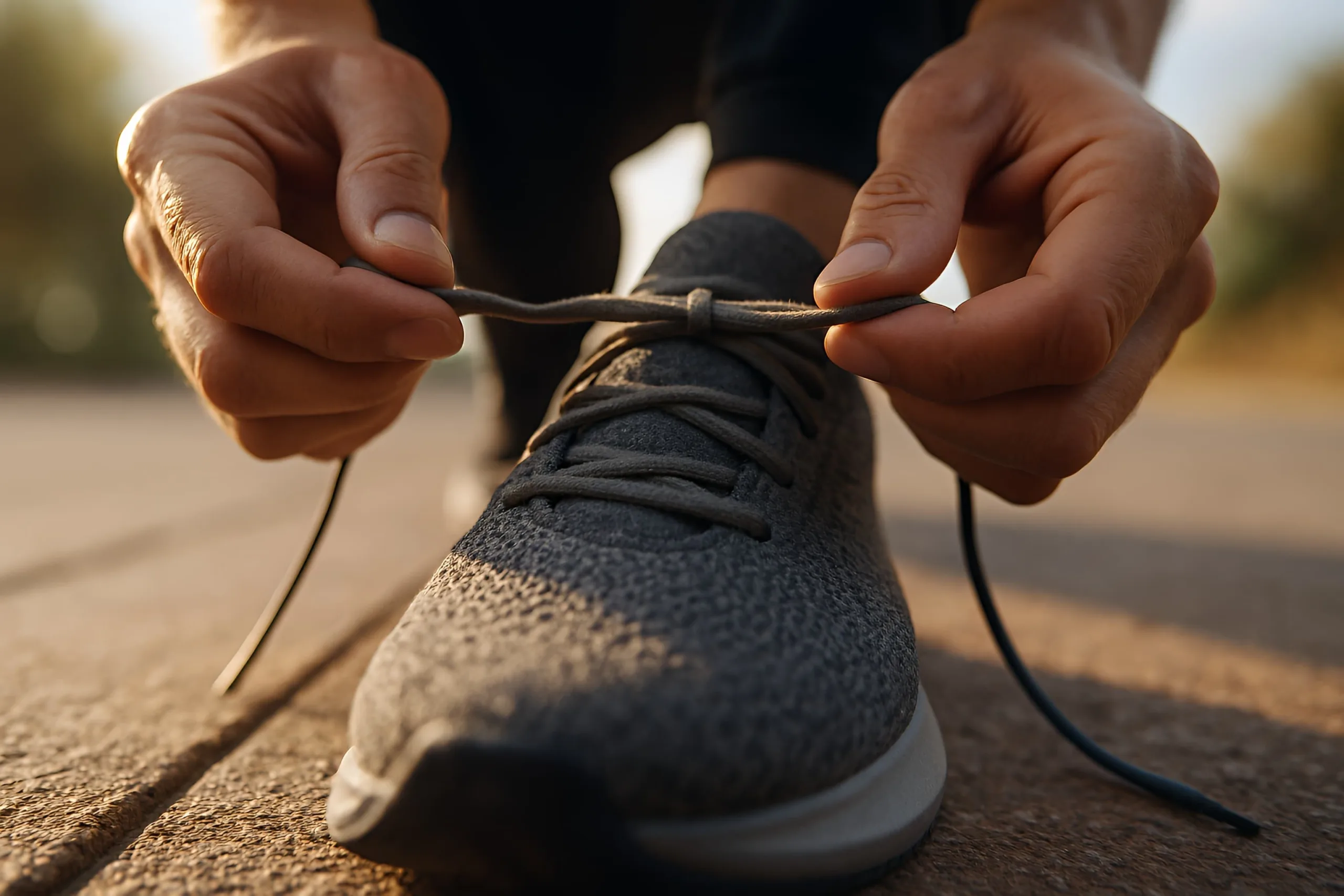hardloper veters strikken hardloopschoen start training