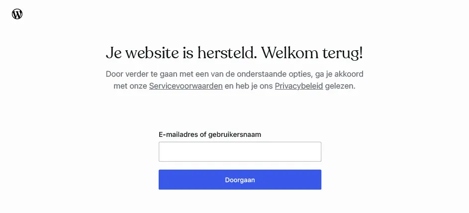 Je website is hersteld.